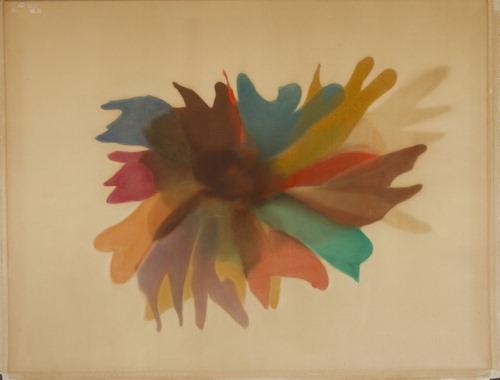 Before treatment, ambient light. Morris Louis, Untitled (Floral), ca. 1960, Magna™ on canvas, 199.4 × 258.4 cm, The Museum of Fi